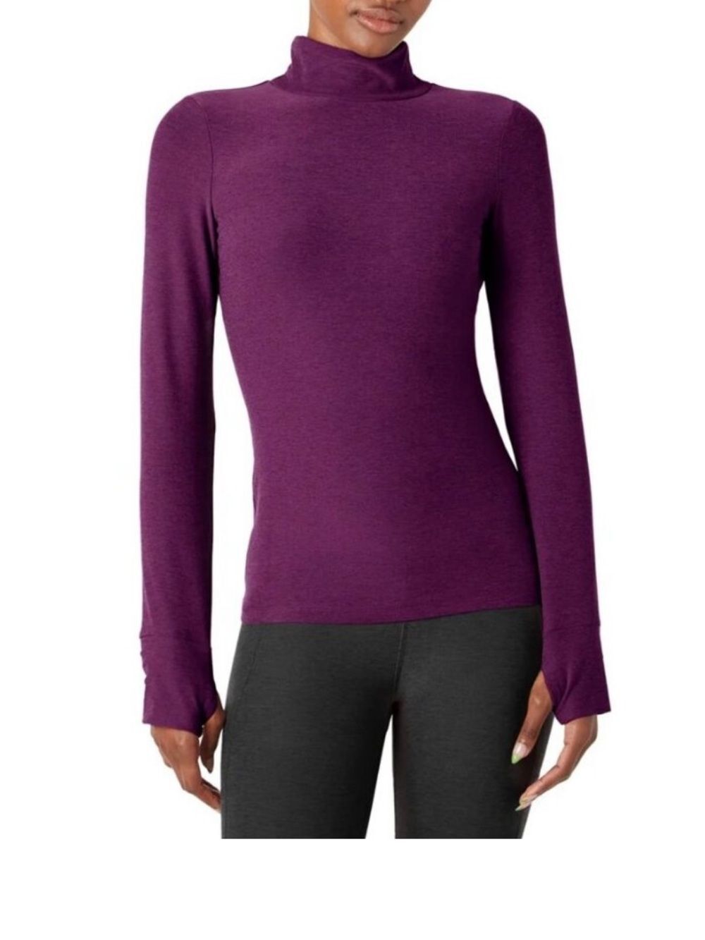 Beyond Yoga Purple Spacedye Captivating Turtleneck Pullover Long Sleeve Top